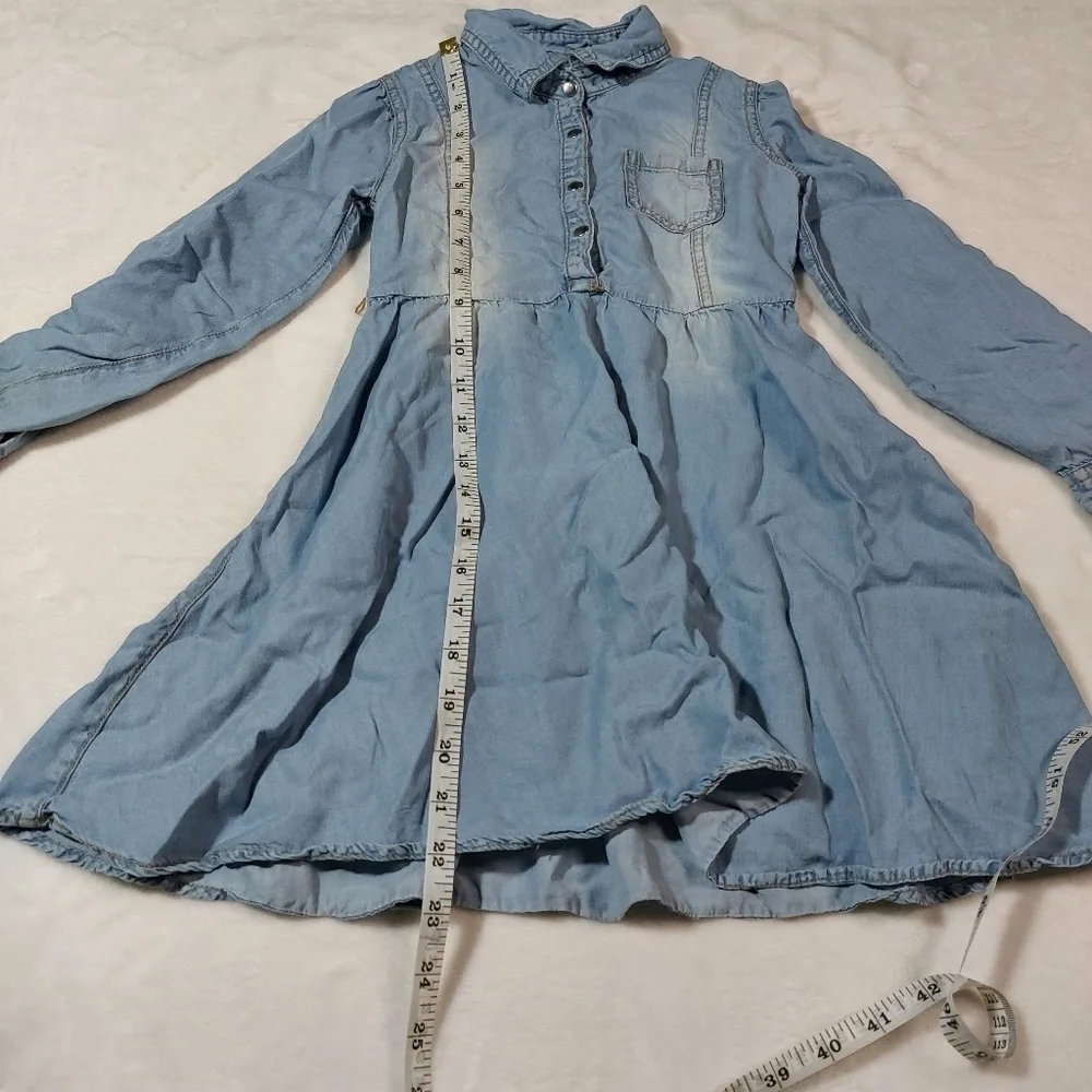 JUSTICE CHAMBRAY ROLL TAB SLEEVE DRESS SIZE 6